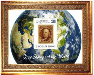 St. Vincent 2014 - Rare Stamps of the World, Ben Franklin - Souvenir Sheet - MNH