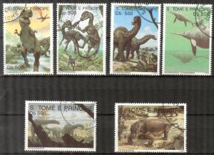Sao Tome and Principe 1993 Dinosaurs set of 6 Used / CTO