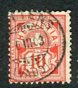 SWITZERLAND; 1894 Zum type 'B' Numeral & Cross issue fine used 10c. value