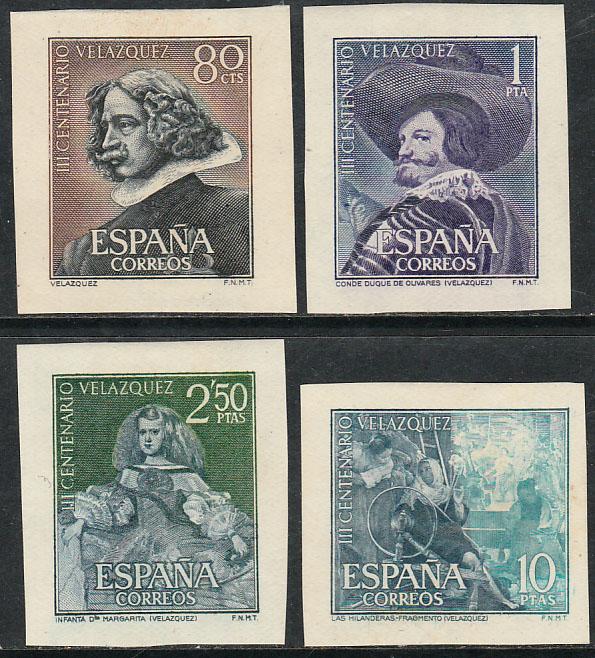 SPAIN 983-986, VELAZQUEZ, CLIPPED FROM SOUV. SHEETS. MINT, NH. F-VF. (323)