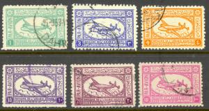 SAUDI ARABIA 1949-58 AMBASSADOR AIRLINER Airmail Set Sc C1-6 VFU 100g 1ST PRINT