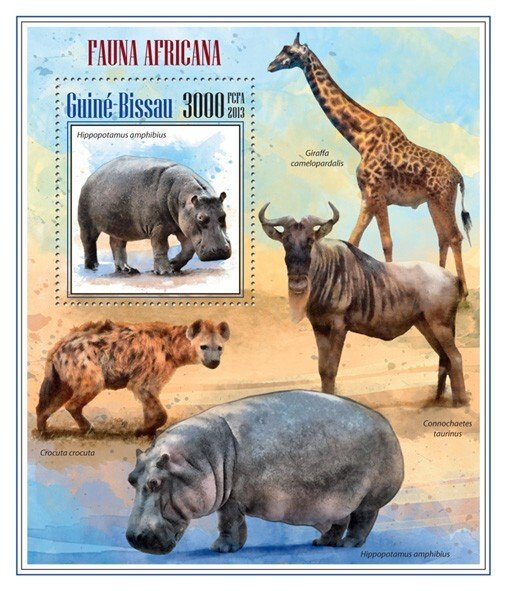 GUINEA BISSAU - 2013 - African Fauna - Perf Souv Sheet - Mint Never Hinged