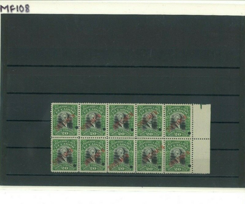 ECUADOR Stamps 1907 *SPECIMEN* 20c President Carrion Block{10} Mint UM MNH MF108