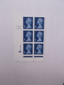 GB 1999 De La Rue E (Europe) Machin in Cylinder Block of 6 Cyl 1 no dot Fine U/M