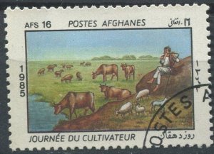 Afghanistan Sc#1124 Used, 16af multi, Farmers' Day (1985)