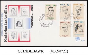 NETHERLANDS ANTILLES - 1992 FAMOUS PEOPLE - 5V - FDC