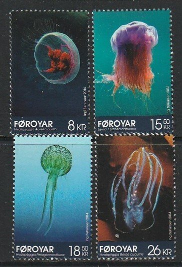 2014 Faroe Islands - Sc 613-6 - MNH VF - 4 single - Jellyfish