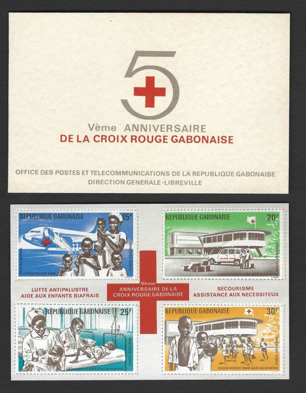 Gabon - Red Cross in Biafra Souvenir Sheet w/Presentation Folder - MNH