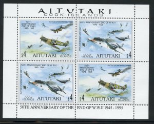 Aitutaki 510 MNH, Anniv. End of WWII Sheetlet from 1995.