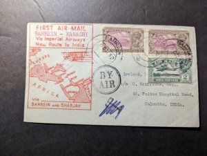 1932 India Airmail FFC First Flight Cover Bahrein to Calcutta Imperial Airways