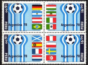Peru 1978 Football Soccer World Cup Argentina Block of 4 x 16S MNH