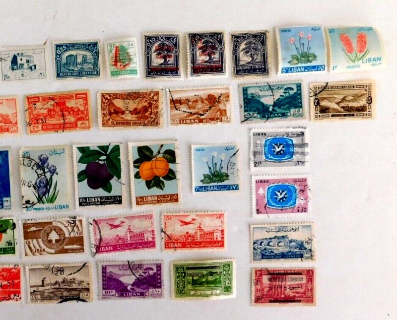 Lebanon Mini Lot of 50 Different, Off paper, Most Issues of 40s-60, Nice variety