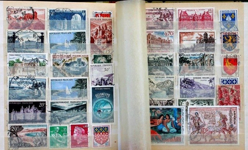 France Stamp Collection Lot of 146 MNH, MH & Used in Vintage Stock Book