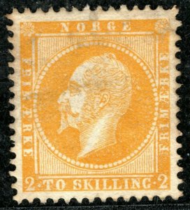 NORWAY Stamp Scott.2 2s Yellow (1857) KING OSCAR Mint MNG Cat $800- PURPLE206