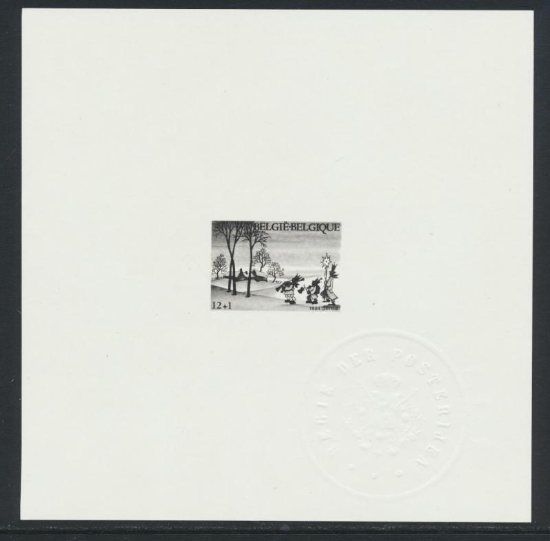 BELGIUM 1984, XMAS DELUXE PROOF ON PAPER WITH SEAL Sc#B1039 (SEE BELOW)