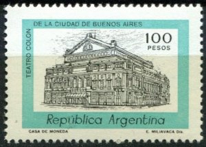 Argentina Sc#1168 MNH, 100p turq & blk, Buildings definitives - Fluo (1981)