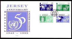 Jersey 50th Anniversary of United Nations FDC SG#723-726