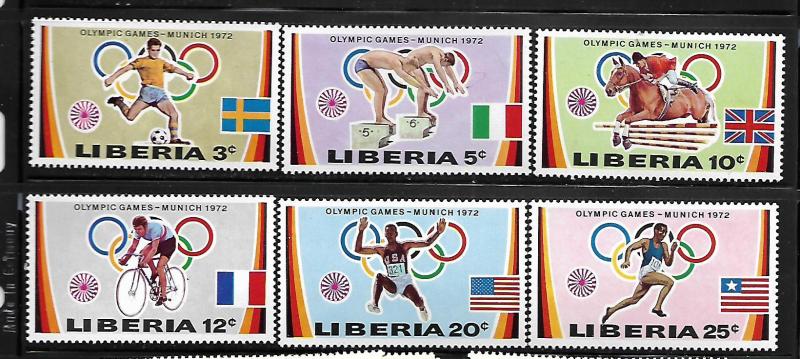 LIBERIA, 591-596, MNH, OLYMPIC GAMES '72