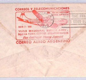 ARGENTINA Air Mail Cover PAN-AM FIRST FLIGHT *EL PRESIDENTE* USA 1950 YU68