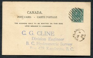 B.C. Split Ring Town Cancel Postal Stationery Postcard RUTLAND