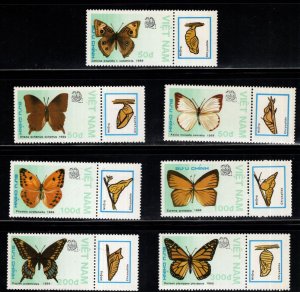 United Viet Nam Scott 1924-1930 Perforated Butterfly stamp set