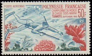 French Polynesia #C37, Complete Set, 1965, Sports, Marine Life, Hinged