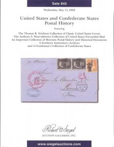 Siegel: Sale # 845  -  United States and Confederate Stat...