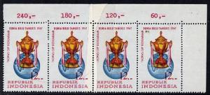 Indonesia 1967 Thomas Badminton Championship 12r strip of...