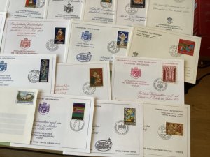 Liechtenstein postal stamps souvenir cards  23 items Ref A1424