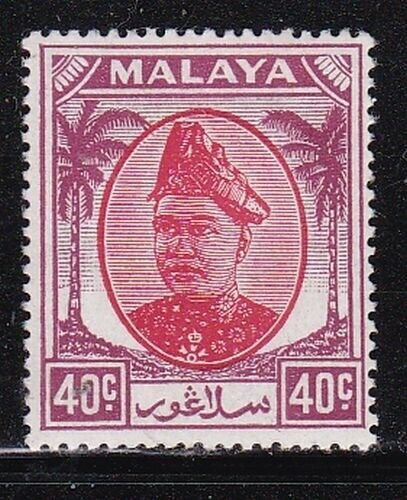 Album Treasures Malaya Selangor Scott # 90   40c  Sultan Alam Shah  MH