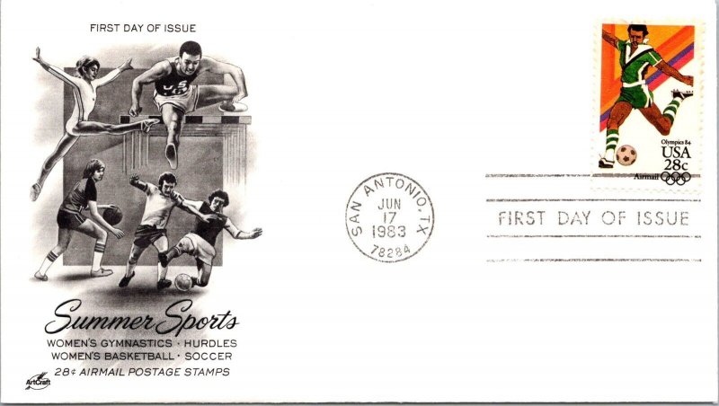 FDC 1983 SC #C104a Artcraft, Soccer - San Antonio TX - Single - J2944