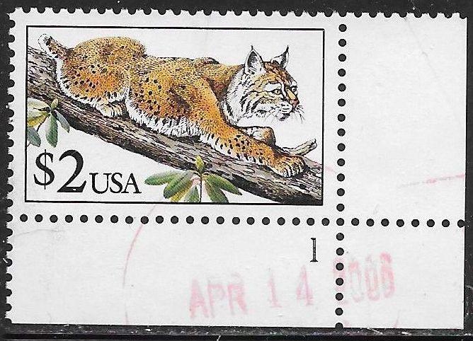 US 2482 Used - Flora & Fauna - Bobcat - Plate Number Single