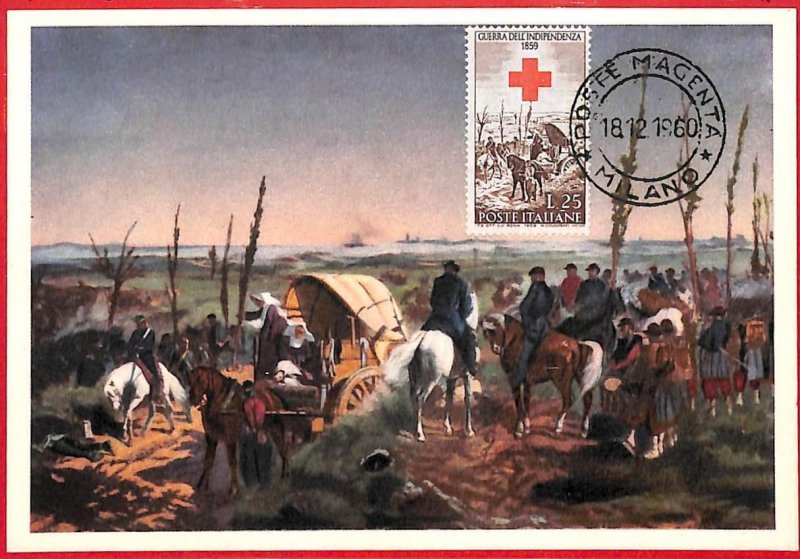 aa3220 -  ITALY  -  MAXIMUM CARD  - RED CROSS  Medicine MILITARY  1960