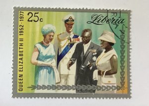 Liberia 1977  Scott 789 used - 25c,  Elizabeth II & Prince Philip, Pres. Tubman