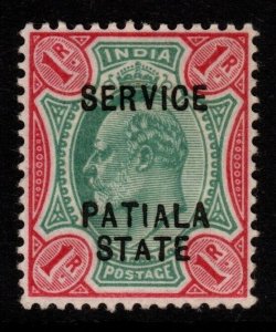 INDIA-PATIALA SGO32 1906 1r GREEN & CARMINE MTD MINT