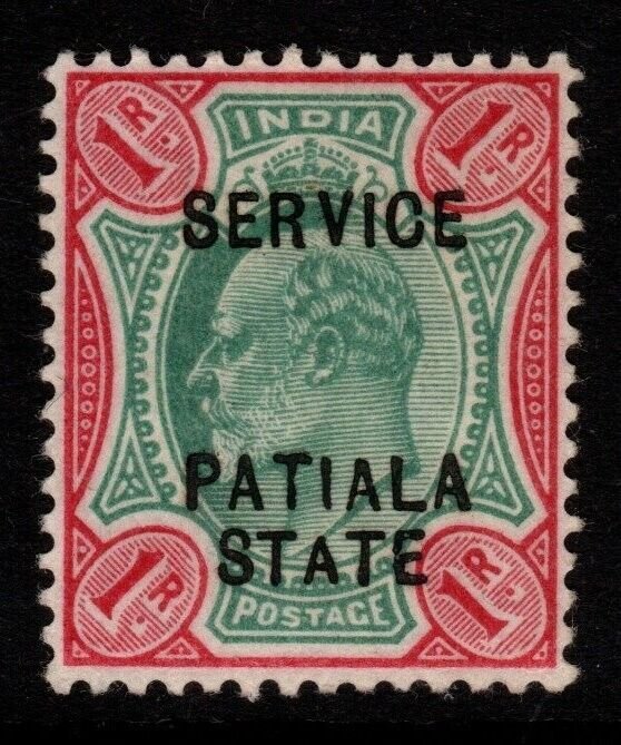 INDIA-PATIALA SGO32 1906 1r GREEN & CARMINE MTD MINT