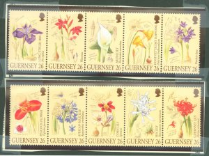 Guernsey #719a-j  Single (Complete Set) (Flowers)