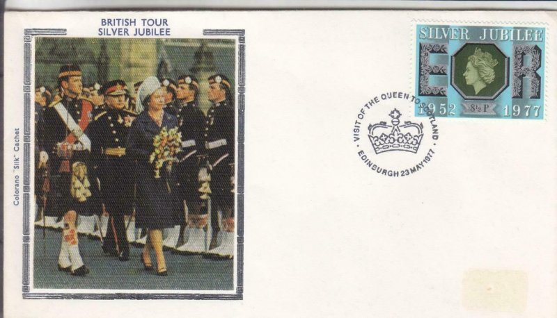 1977, Great Britain: Silver Jubilee, Colorano Silk, FDC (E8497)