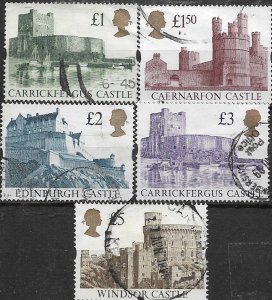 GREAT BRITAIN 1992-95 CASTLES SET of 5 STAMPS SC#1445-1448 UNH