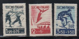 Finland Sc B31-B33 1938 Ski Championships stamp set mint