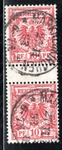 Germany Reich Scott # 48, used, pair, variation, vertical gutter, Mi # 47aZS