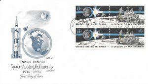 1971 FDC, #1434a, 8c Space Achievements, Artmaster, plate block of 4