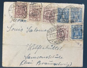 1920 Pleszew Poland Cover To Walfenbuttel Germany