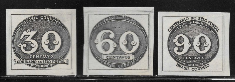 Brazil Scott 609-11 Unused/MNHOG - 1943 Bullseyes Centennial - SCV $7.00