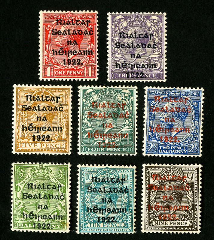 Ireland Stamps # 1-8 VF OG Hinged Catalog Value $86.75