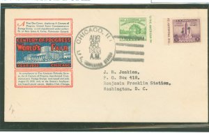 US 730a/731a 1933 1c Ft. Dearborn + 3c Century of Progress; singles from the Farley mini-sheet/on an addressed first day cover w