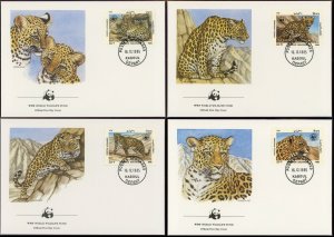 Afghanistan 1172-1175 Leopard Felines Cats 1985 Official First Day Cover FDC WWF