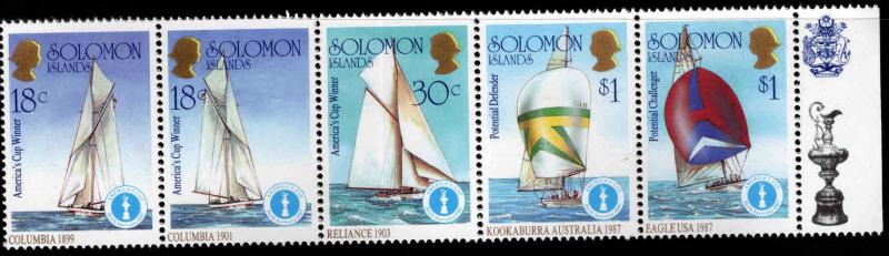 Solomon Islands Scott 573 MNH** Amercas Cup left half of strip