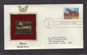 2155 Quarter Horse, FDC PCS Gold Replica addressed