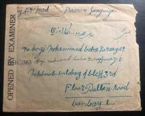 1944 Indian Post Office Dubai United Arab Emirates Censored Cover To Bombay WWII